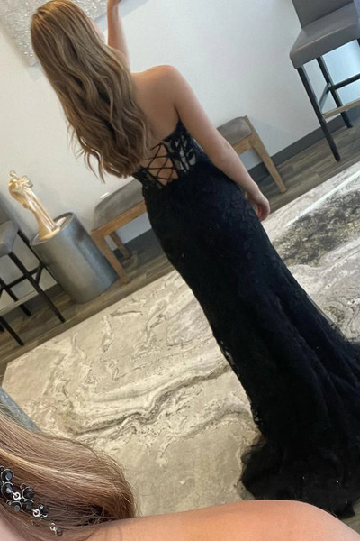 Shop 2024 ANNAKOO Black Sweetheart Mermaid  Lace Prom Dress with Slit Under 148