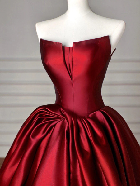 Shop 2024 ANNAKOO Celestial Radiance Red Satin Ball Gown Prom Dress Under 149