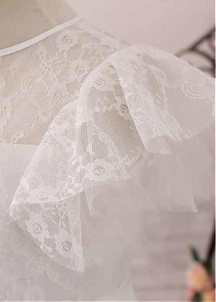 Chiffon Flower Girl Dress With All-over Lace & Belt & Bowknot