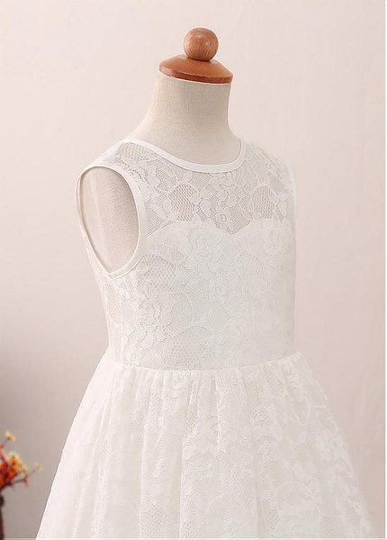 Lace Jewel Neckline A-line Flower Girl Dress