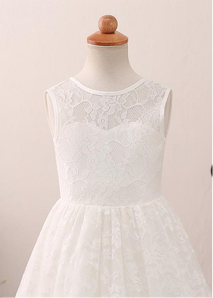 Lace Jewel Neckline A-line Flower Girl Dress