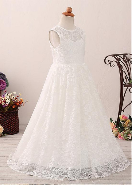 Lace Jewel Neckline A-line Flower Girl Dress