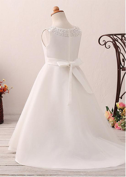 Beading Tulle Jewel Neckline A-line Flower Girl Dress 
