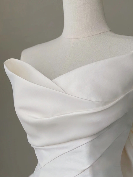 Shop 2024 ANNAKOO Trumpet Mermaid Satin Bow Sweetheart Wedding Dress Under 169