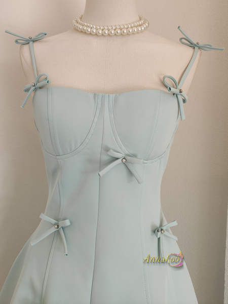 Shop 2024 ANNAKOO Green Spaghetti Straps Short Mini Bow Homecoming Dress Under 89