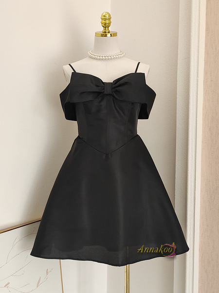 Shop 2024 ANNAKOO Off The Shoulder Satin Bow A Line Mini Homecoming Dress Unde 98