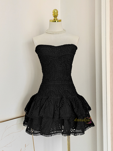 Shop 2024 ANNAKOO Strapless Short Mini A Line Blue Print Homecoming Dress Under 98