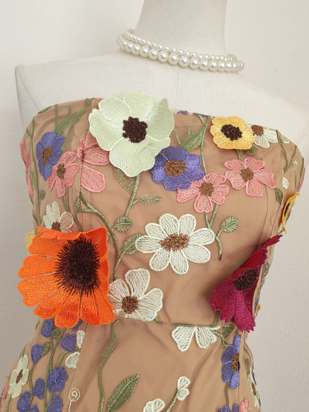 Shop 2024 ANNAKOO Strapless Flower Sheath Column Knee Length Homecoming Dress Under 98