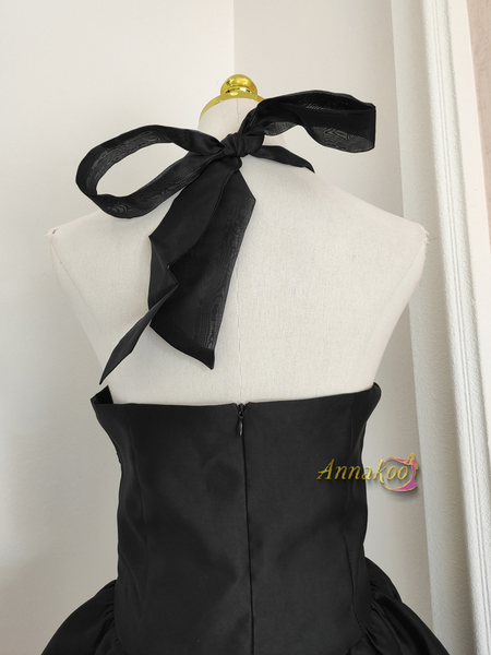 Shop 2024 ANNAKOO Halter Black Short Mini Satin Homecoming Dress Under 98