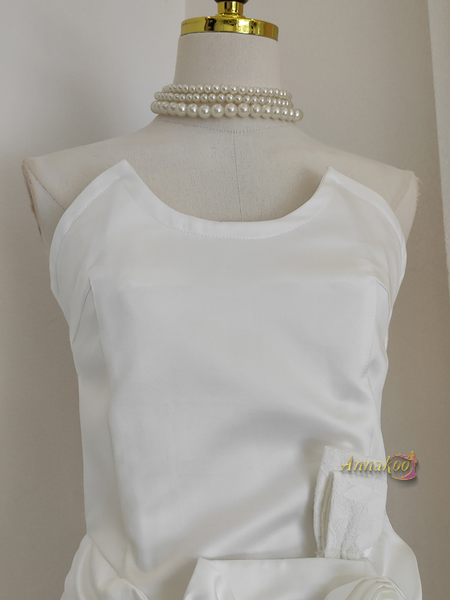 Shop 2024 ANNAKOO Black Strapless Satin Short Mini Flower Homecoming Dress Under 95