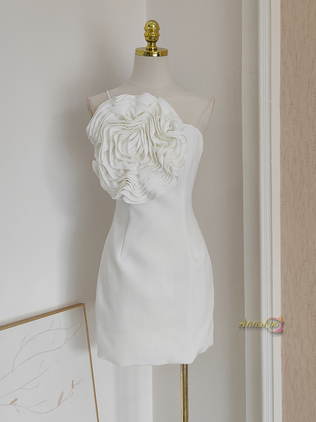 Shop 2023 ANNAKOO Strapless Red Flower Short Mini Spandex Homecoming Dress Under 98