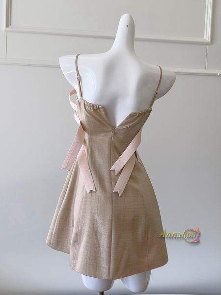 Shop 2024 ANNAKOO Champagne A Line Short Mini Spaghetti Straps Homecoming Dress Under 139