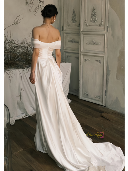 Shop 2024 ANNAKOO Off The Shoulder Trumpet Mermaid Simple Wedding Dress Under 198