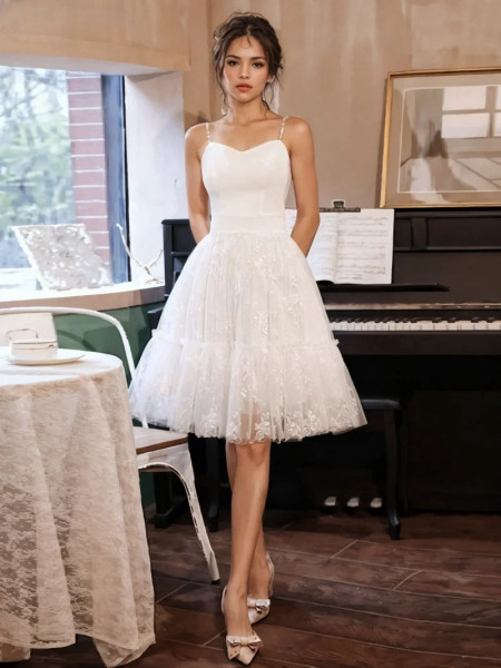 Shop 2024 ANNAKOO White Lace Flower Tulle Short Mini Homecoming Dress Under 98