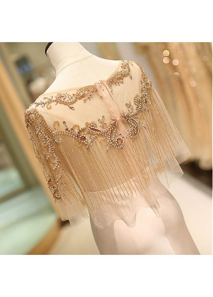 Tulle Scoop Neckline Floor-length Long Pink Mermaid Prom Evening Dress