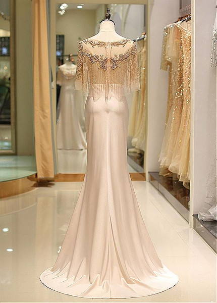 Tulle Scoop Neckline Floor-length Long Pink Mermaid Prom Evening Dress