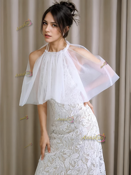 Shop 2024 ANNAKOO Halter Tulle A Line Backless Wedding Dress Under 179