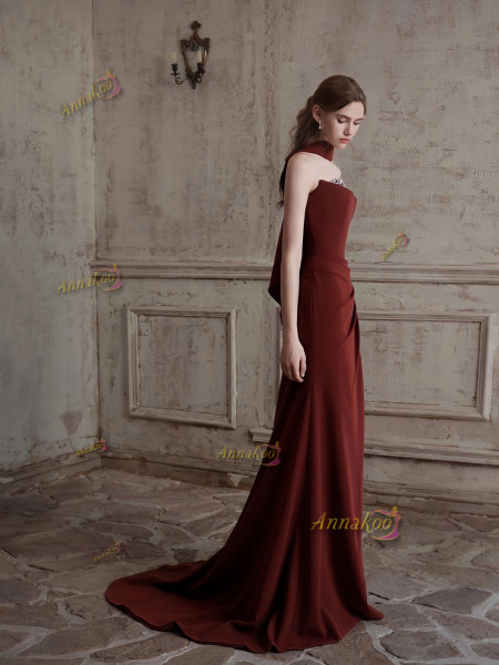 Shop 2024 ANNAKOO Burgundy Sweetheart Sequin Beading Prom Dress With Slit Under 199