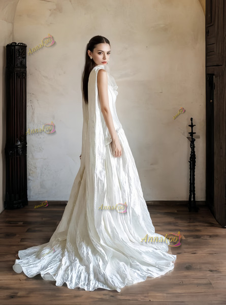 Shop 2025 ANNAKOO White Flower Strapless Satin A Line Wedding Dress With Shawl Under 189