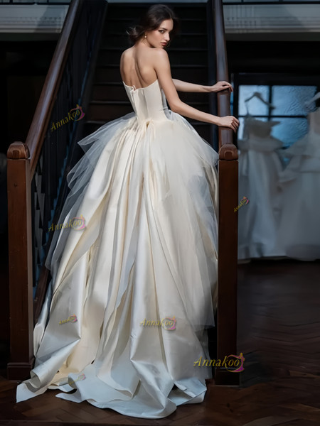 Shop 2024 ANNAKOO Sweetheart Lace Up Satin Ruffles Tulle Wedding Dress Under 189