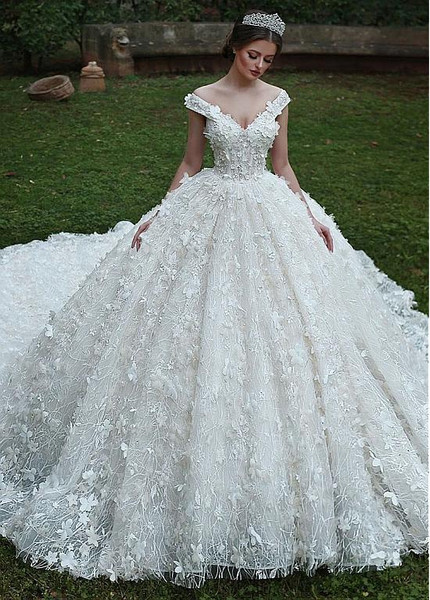 flower ball gown wedding dress