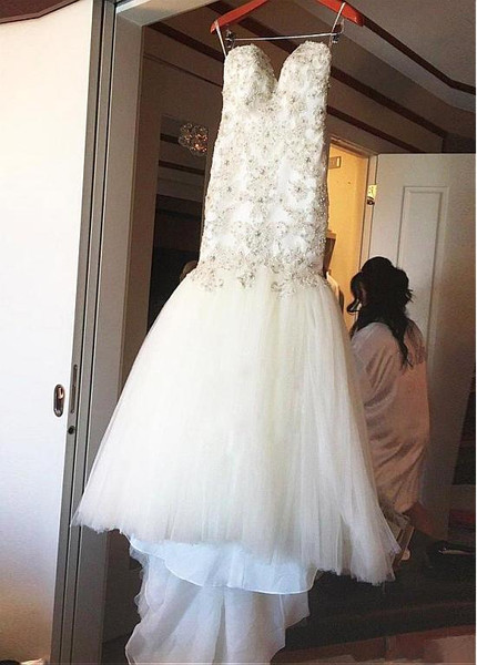 Sleeveless Tulle Sweetheart Beading Mermaid Wedding Dress