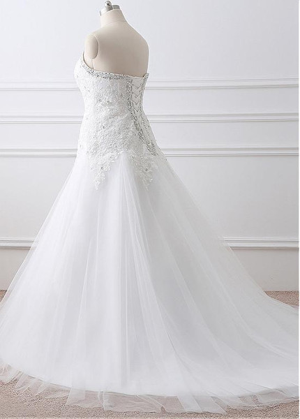 Tulle Sweetheart Beading Plus Size A-line Wedding Dress