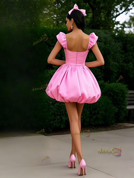 Shop 2025 ANNAKOO Pink Straps Satin Short Mini Homecoming Dress Under 136