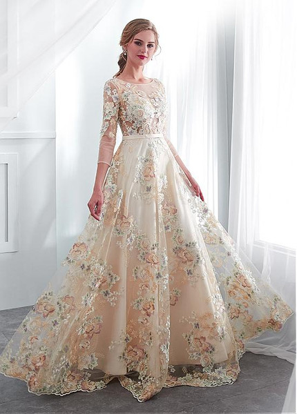 lace floral wedding dress