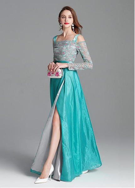 Ready To Ship Organza Off-the-shoulder Evening Dress With Embroidery