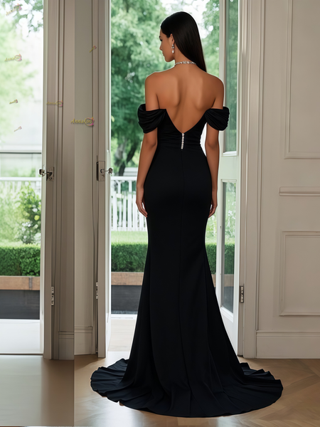 Off The Shoulder Beading Spandex Prom Dress