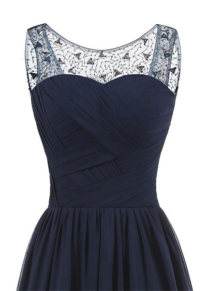 Tulle & Chiffon Scoop Navy Mother Of The Bride Dresses