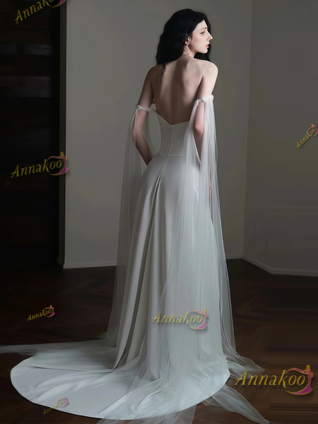 Shop 2025 ANNAKOO Off The Shoulder Trumpet Mermaid Ruched Wedding Dress Under 149