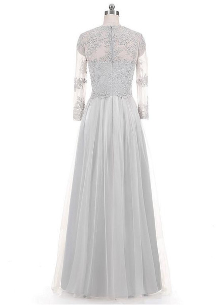 3/4 Length Sleeves Gray  Mother Of The Bride Dresses