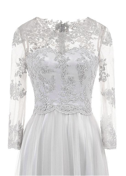 3/4 Length Sleeves Gray  Mother Of The Bride Dresses