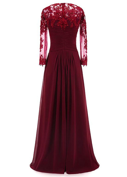 Chiffon Scoop Burgundy A-line Mother Of The Bride Dresses