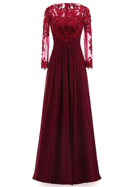 Chiffon Scoop Burgundy A-line Mother Of The Bride Dresses