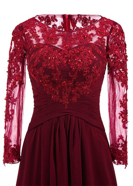 Chiffon Scoop Burgundy A-line Mother Of The Bride Dresses