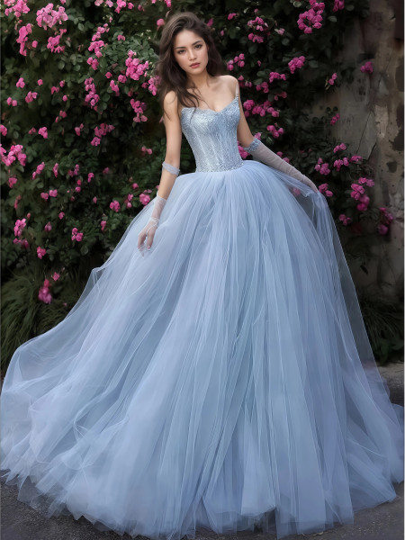 Shop 2025 ANNAKOO Light Blue Tulle A Line Beading Sweetheart Prom Dress Under 189