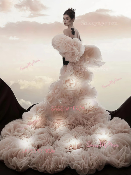 Shop 2025 ANNAKOO Puffy Sleeve Black & Pink Trumpet Mermaid Prom Dress Under 499