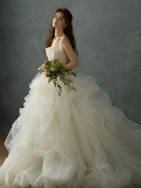 Shop 2025 ANNAKOO Sheer Tulle Strapless A Line Appliques Wedding Dress Under 234