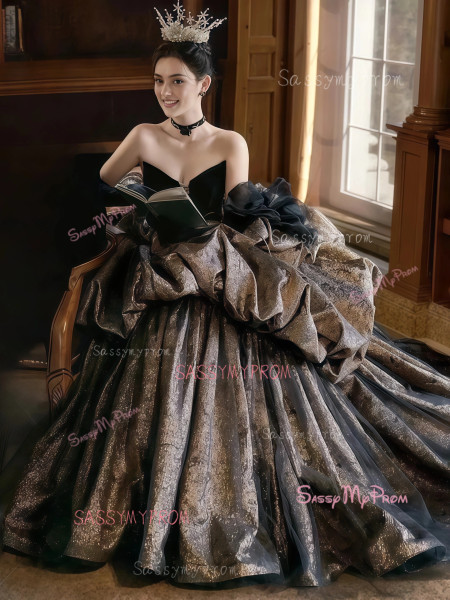 Shop 2025 ANNAKOO  Coffee Sweetheart Ball Gown Ruffles Prom Dress Under 249