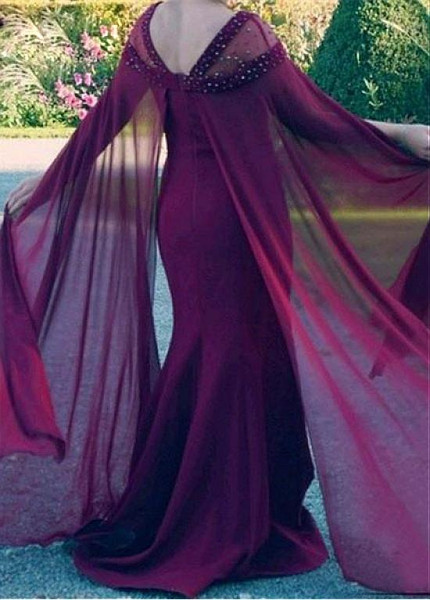  Chiffon Square Burgundy  Mermaid Mother Of The Bride Dress