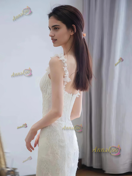 Shop 2025 ANNAKOO Lace Straps Trumpet Mermaid Sleeveless Wedding Dress Under 234