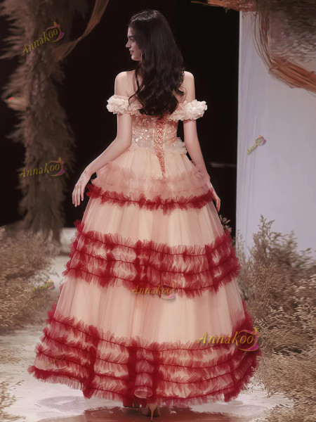 Shop 2025 ANNAKOO Off The Shoulder Tulle Layers Flower Prom Dress Under 269