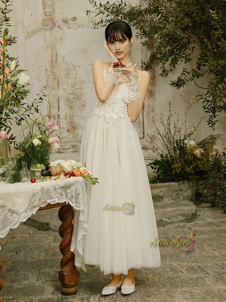 Shop 2025 ANNAKOO Spaghetti Straps Tulle Appliques A Line Wedding Dress Under 179