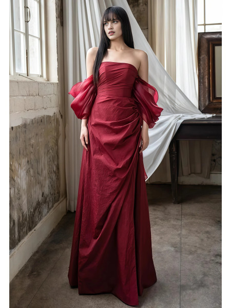 Shop 2025 ANNAKOO Burgundy Off The Shoulder Trumpet Mermaid Prom Dress Under 167