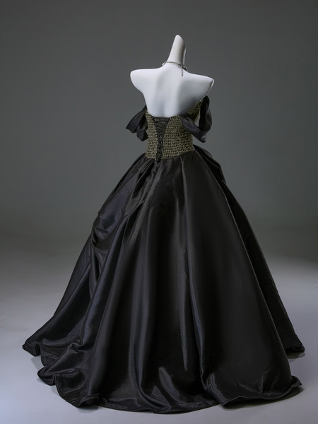 Shop 2025 ANNAKOO Black Off The Shoulder Ball Gown Satin Beading Prom Dress Under 599