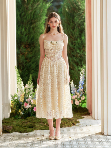 Shop 2025 ANNAKOO Ivory Lace Spaghetti Straps Ankle Length Prom Dress Under 138