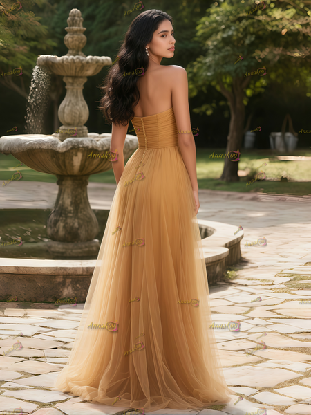 Shop 2025 ANNAKOO Tulle One Shoulder Champagne Flower Prom Dress Under 189
